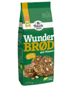 Wunderbrot mit Nüssen, glutenfrei – Bio-Brotbackmischung (Bauckhof)