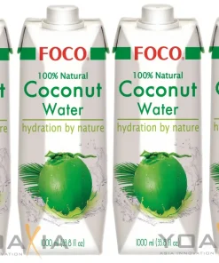 4er-Pack FOCO Pures Kokosnusswasser (4x 1L) | Kokoswasser Coconut Water 100% Natural