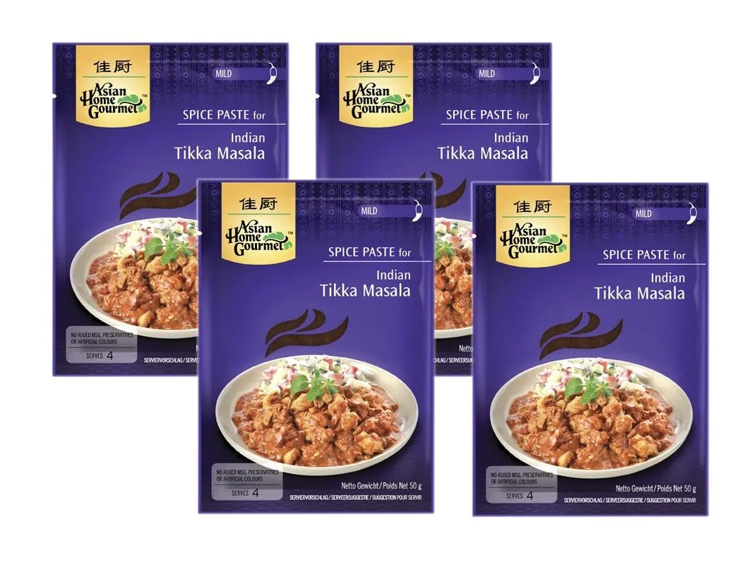4er-Pack ASIAN HOME GOURMET Würzpaste für Indisches Tikka Masala (4x 50g) – Bild 2