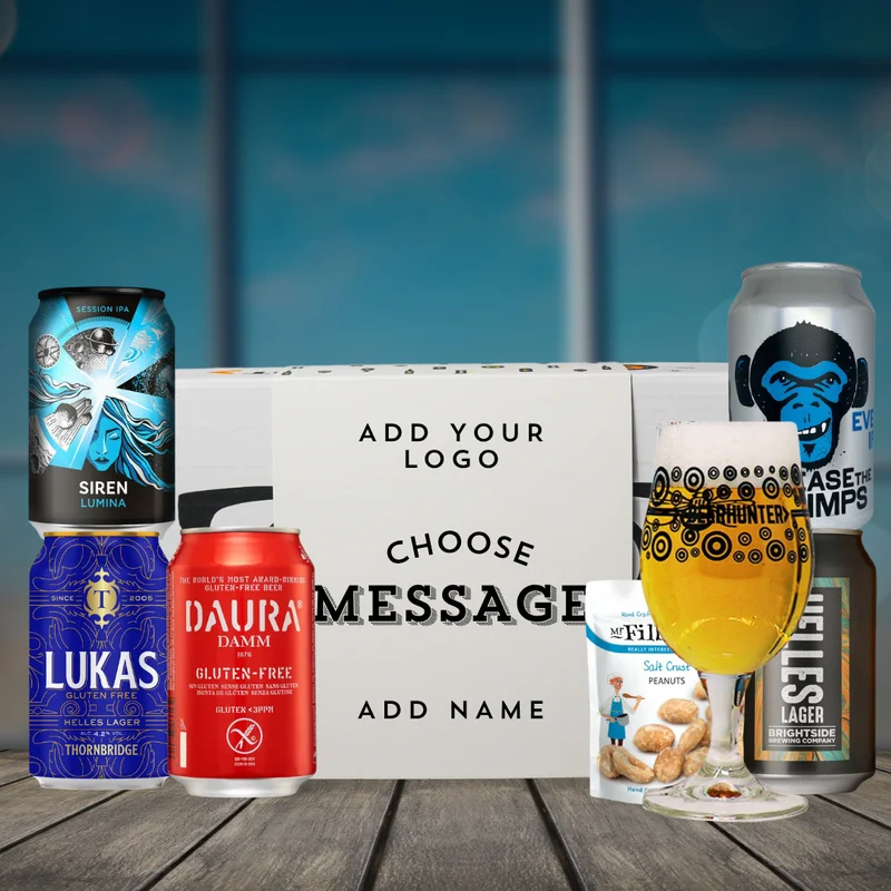 Personalised Gluten Free Corporate Beer Gift Set with Glass (5 x 330ml)