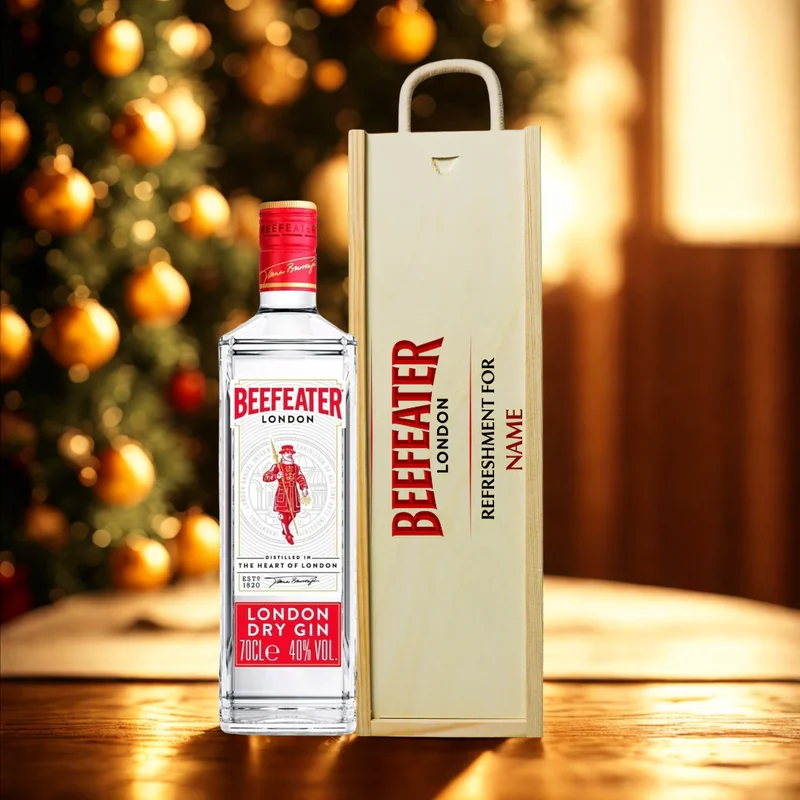 Personalised Beefeater London Dry Gin Gift Set in Wooden Box – 70cl – Bild 2