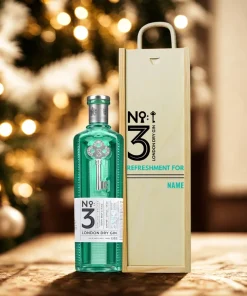 Personalised No.3 London Dry Gin in Wooden Box Gift Set – 70cl (46% ABV)