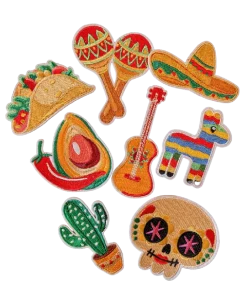 Bügelpatch Aufnäher Bügelbild mit mexikanischen Motiven als Set oder einzeln