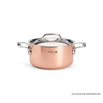deBUYER „Prima Matera“ Induktions Bratentopf & Deckel, Kupfer-Edelstahl, ø 24cm, 1 St – Bild 2