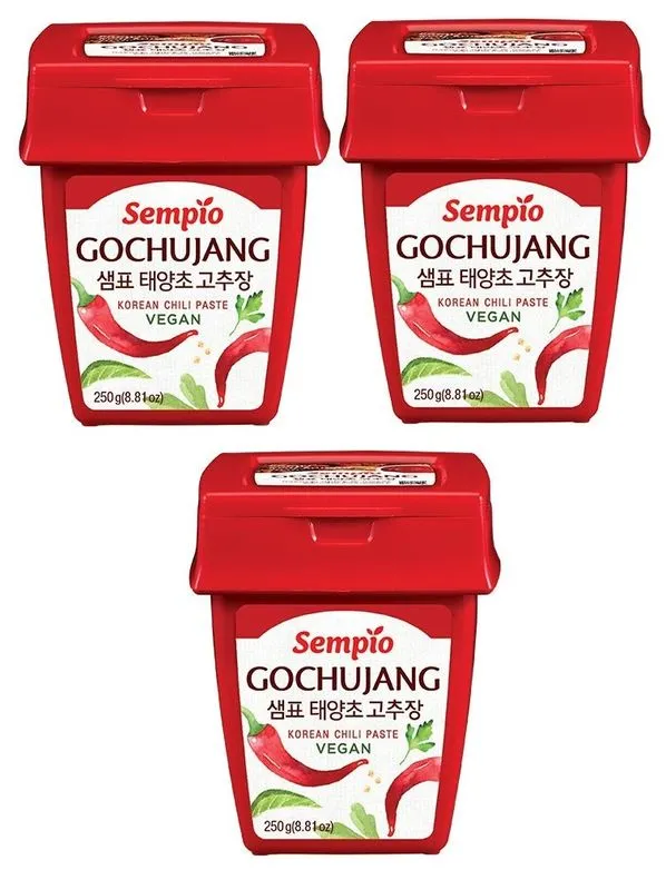 3er Pack – SEMPIO Chilipaste Scharf Gochujang (3x 250g) aus Korea | Gochu Jang | Korean Chili Paste, vegan