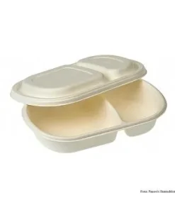 Einweg Naturesse Take Away Menü Schale 2tlg, mit Deckel, 240x154x40mm, 200 St