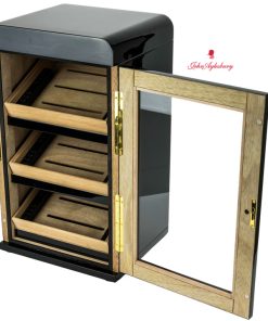 Humidor-Schrank schwarz glänzend, Glastüre