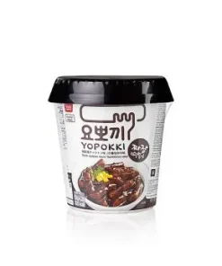 YOPOKKI Reiskuchen Snack Cup, Jjajang (schwarze Bohnenpaste), 140 g