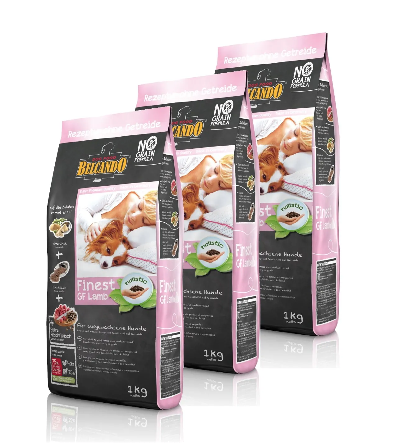 Hunde Trockenfutter – 3x Adult Lamb mit Lamm 1kg – Getreidefrei Belcando Hundefutter – Bild 2