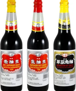 3 verschiedene Sorten Sojasauce von Haiyin Bridge (Dunkel, Hell, Pilz) Sojasoße