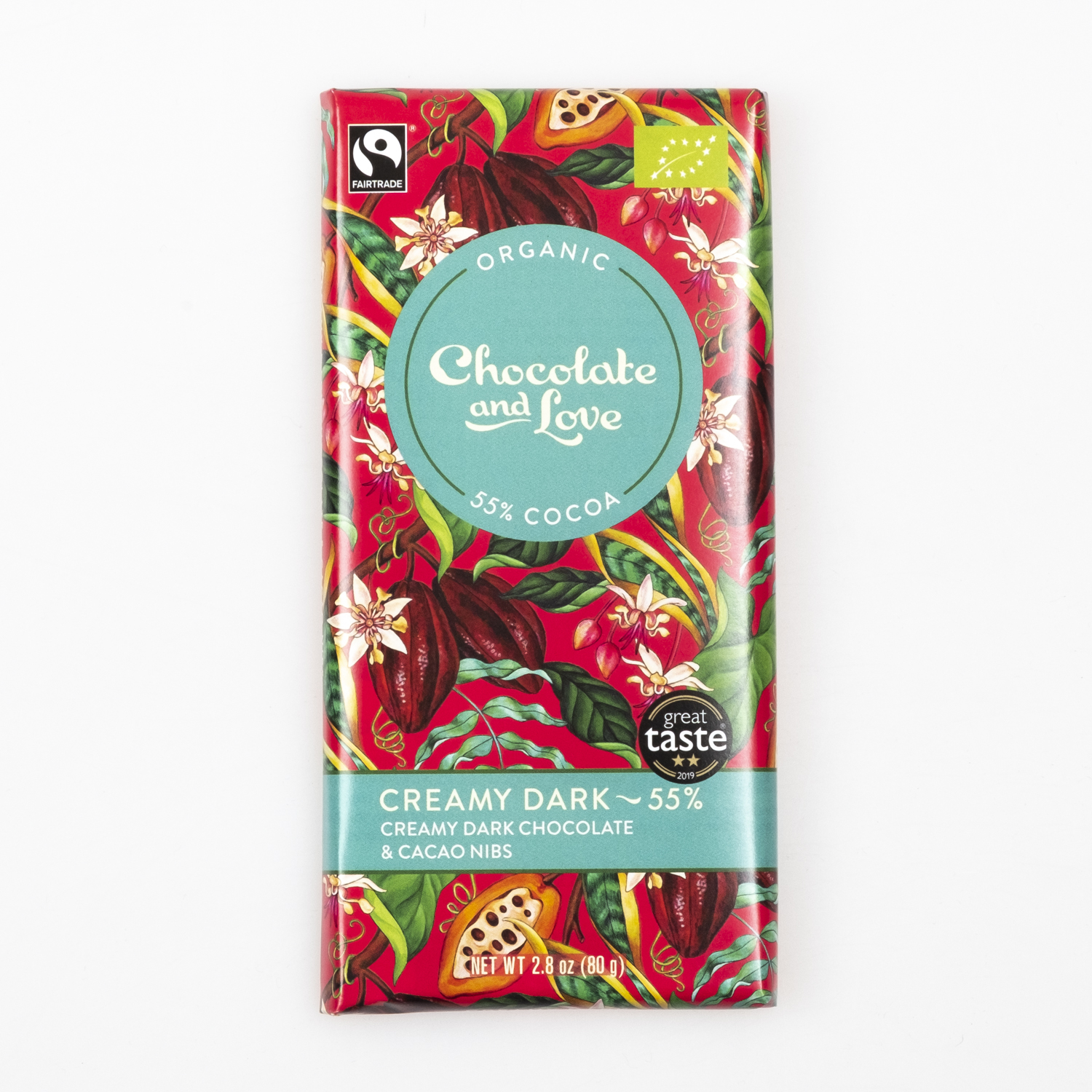 Chocolate & Love Creamy Dark & Nibs organic 55%, 80g – Bild 2