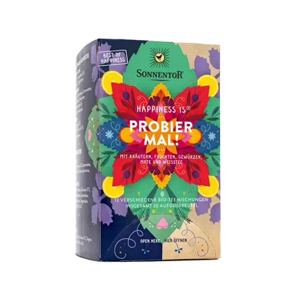 Sonnentor „Happiness is® Probier mal!“ 12 Bio-Tee-Sorten, 20 Teebeutel – Bild 2