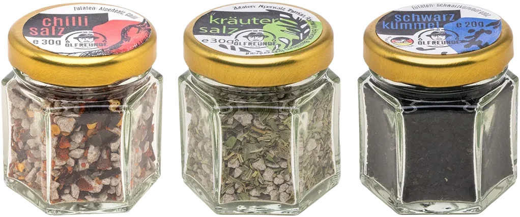 Würz Set (1x Kräutersalz + 1x Chilisalz + 1x Schwarzkümmelsamen) – Bild 2