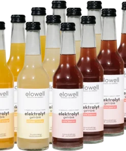 12x Flaschen elowell Probierpaket – Elektrolytgetränke (4x Maracuja-Orange + 4x Zitrone-Minze + 4x Rote Beeren)