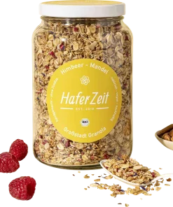 Bio Granola Himbeer Mandel im Glas – Müslimischung