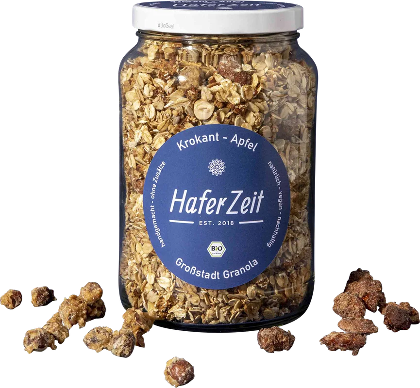 Bio Granola Krokant Apfel im Glas – Müslimischung