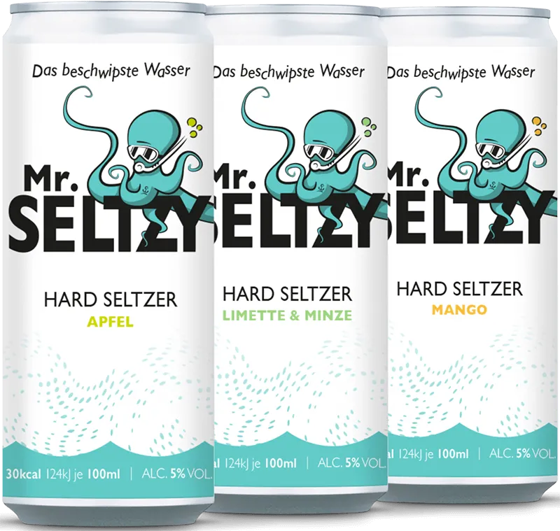 Mr. Seltzy – The tipsy water – tasting package (4x each apple, mango & lime-mint) | Hard Seltzer