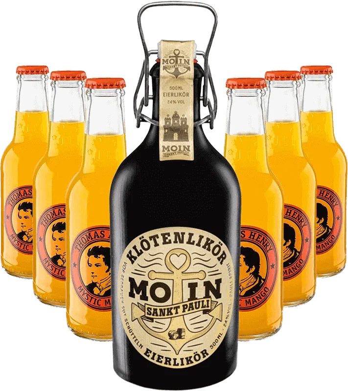 „Deine Mudda“: MOIN egg liqueur + 6x Thomas Henry Mystic Mango Limo 200ml – Bild 2