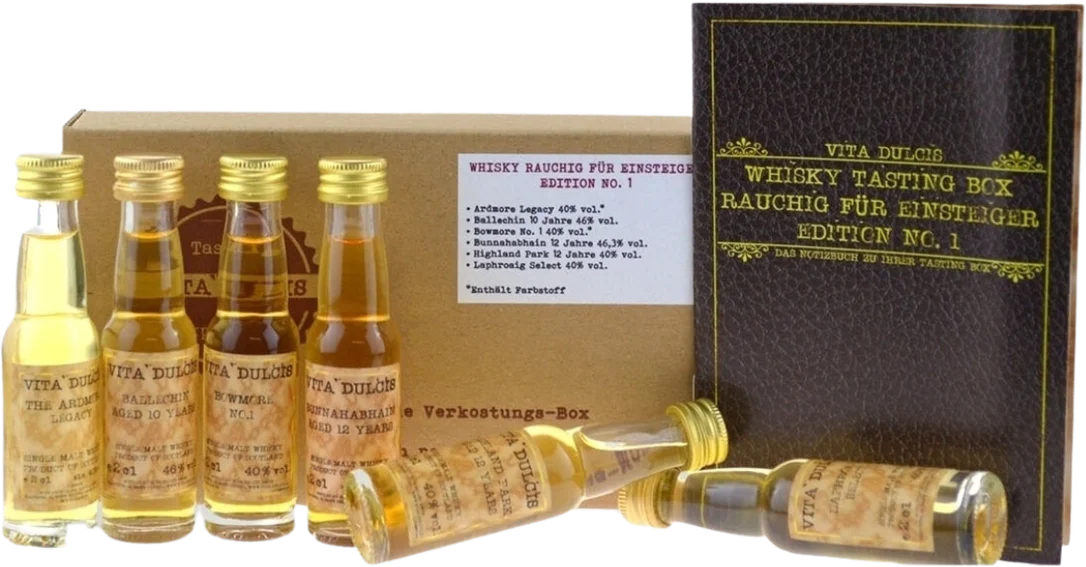 Vita Dulcis Whisky Tasting Box rauchig für Einsteiger (6x Whisky Minis)